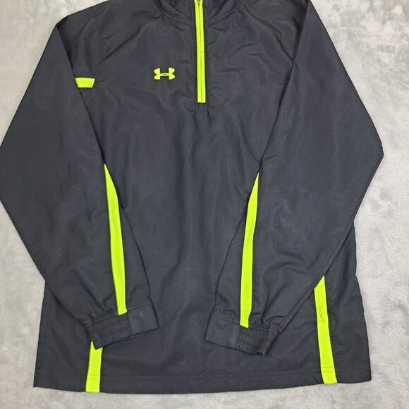 Under Armour Men's Small Black Neon Green Logo Quarter Zip Pullover Athletic‎ - Picture 1 of 6